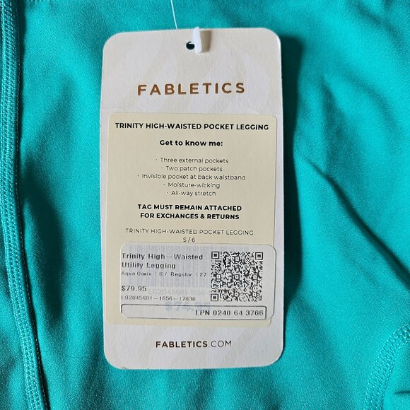 NWT Fabletics Trinity High Waisted Pocket Leggings - Small / 27 - Aqua Oasis - Picture 4 of 4